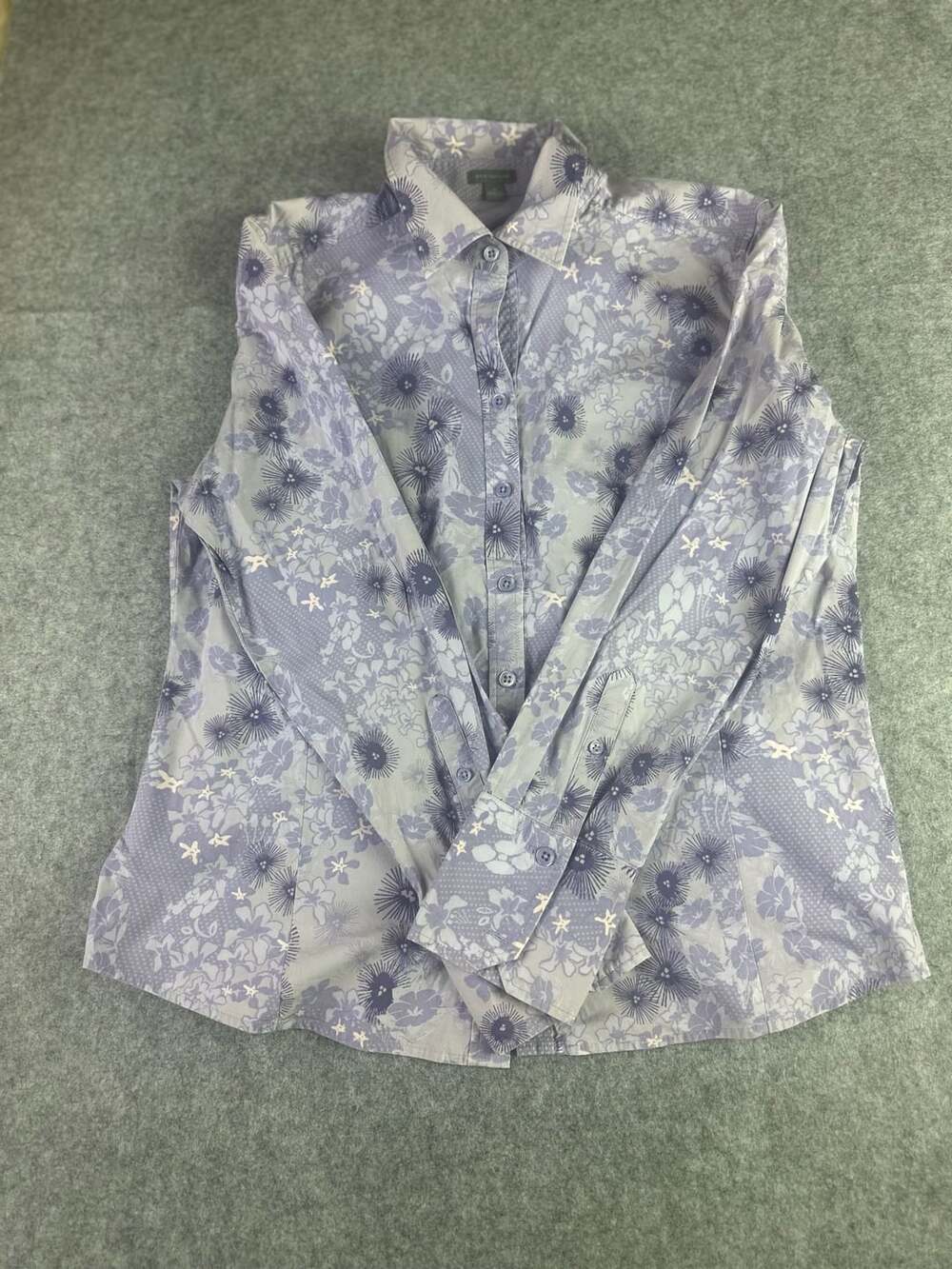 Ann Taylor Purple Floral Starburst Button Down Shirt Size 12
